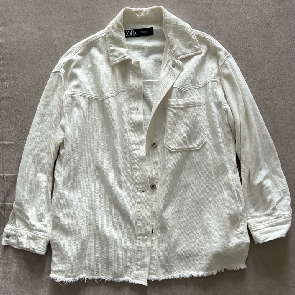 Zara Cream Button-Up Overshirt